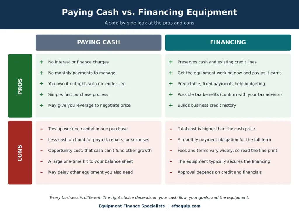 Should I Pay Cash or Finance Equipment for My Business